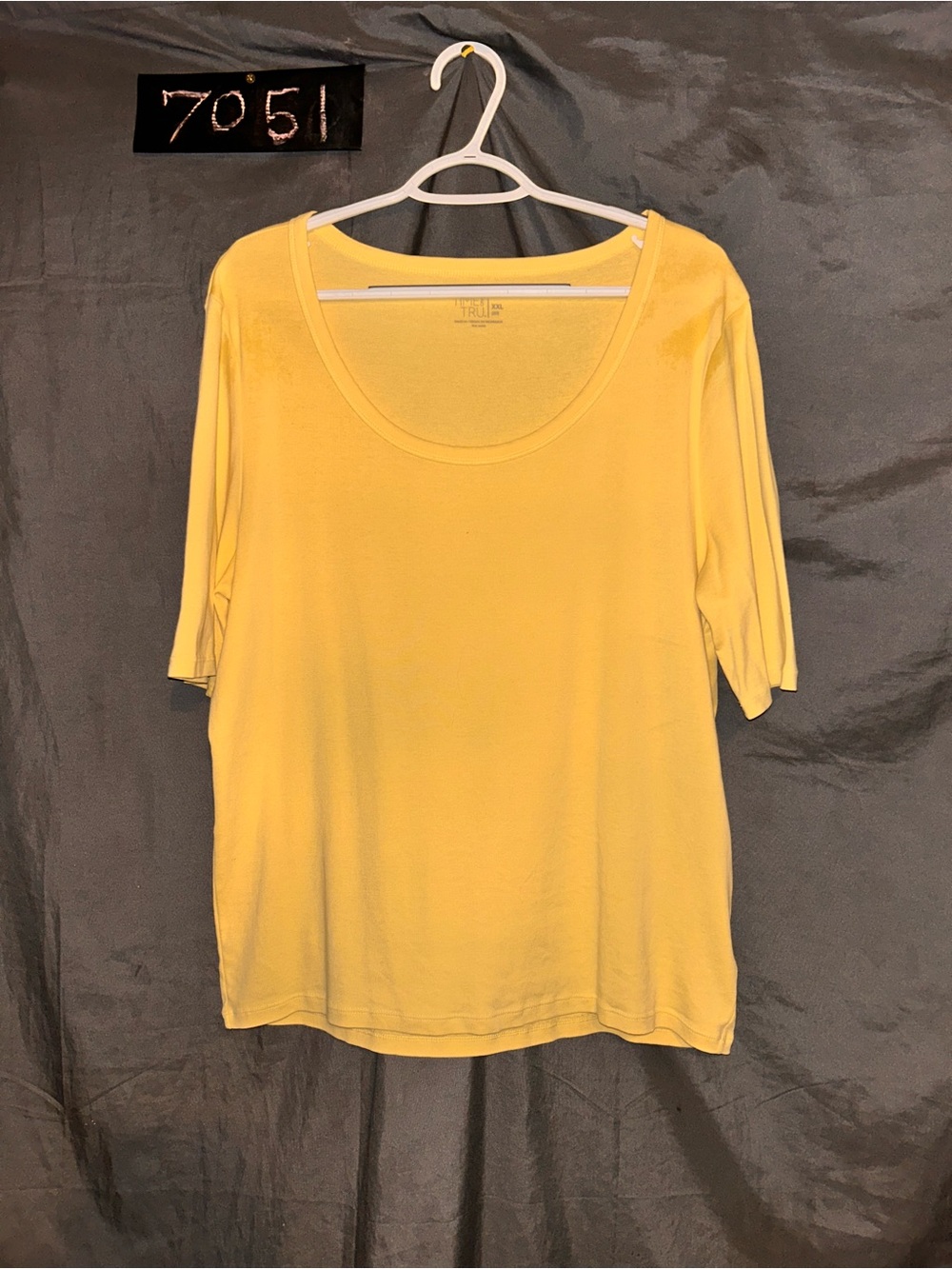 Time and Tru Scoop Neck Short Sleeve Top - Yellow